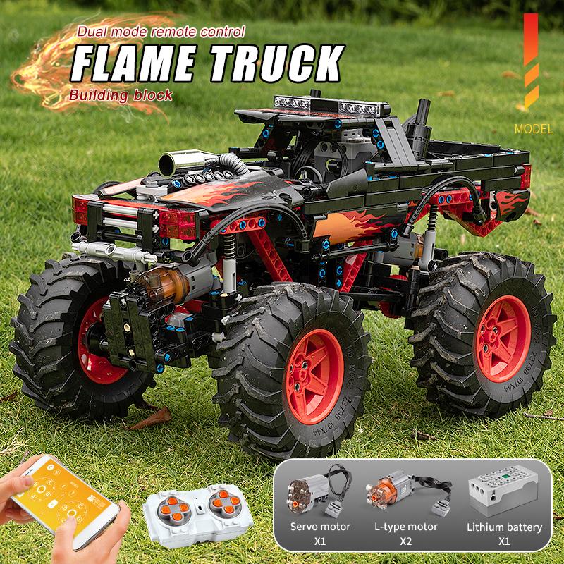 MOULD KING 18008 Technical Building Blocks APP RC Motorized Flame Climbing Truck Model Assembly Bricks Kids Toys Christmas Gifts