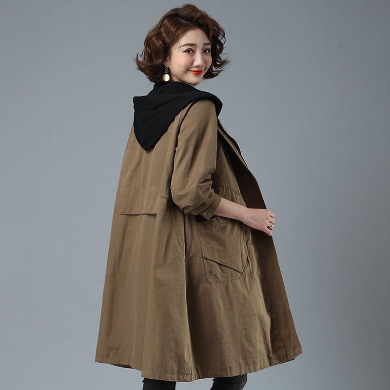 Windbreaker Jackets Women Mid-length Loose Oversized Windproof Jacket Casual Versatile Hooded Windbreaker Jacket