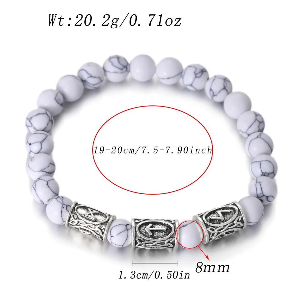 Браслет мужской Викинг Руны Норвегии Камень 8 мм Натуральный Нефрит Содалит Бирюза Бусины Лавы Украшения Браслеты Мужские Pulseras