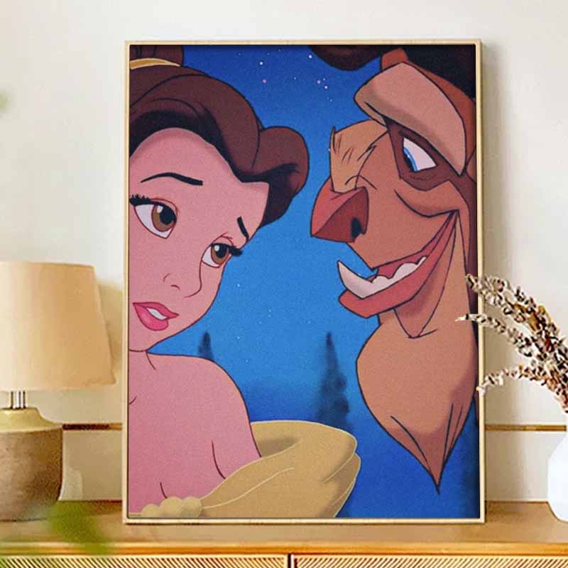 Disney Diamond Painting 5D DIY Beauty and Beast Diamond Painting Art Diamond Painting Kit Adult/Beginner Gift Idea Home Decor