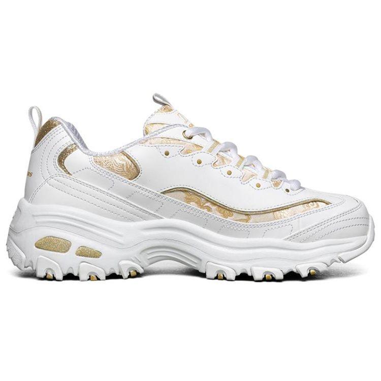 Skechers DLites 1.0 Сетчатые синтетические кожаные спортивные модные низкие повседневные кроссовки для женщин Платиновые 13091-WHT