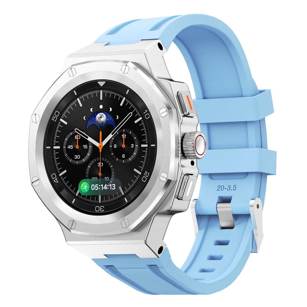 Роскошный комплект для модификации Samsung Watch 8 40 мм 44 мм Металлический корпус+Резиновый ремешок для Watch 8 Classic 46 мм Комплект для переделки Аксессуары