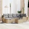 7-piece Garden Sofas with Beige Synthetic Rattan Cushions, 2-seater Garden Sofa with Storage and Cushions 3360421