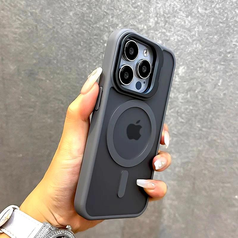 Роскошный Матовый Магнитный Чехол Для iPhone 18 17 Air 16 15 14 13 12 Pro Max IPhone16 17Pro 18Pro Для Magsafe Зарядки Держателя Задняя Крышка