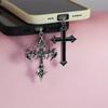 Flame Cross and Heart Cross Phone Dust Plug Pendant, Hanging Ornament, Mobile Accessory, Protection Against Dust and Decoration