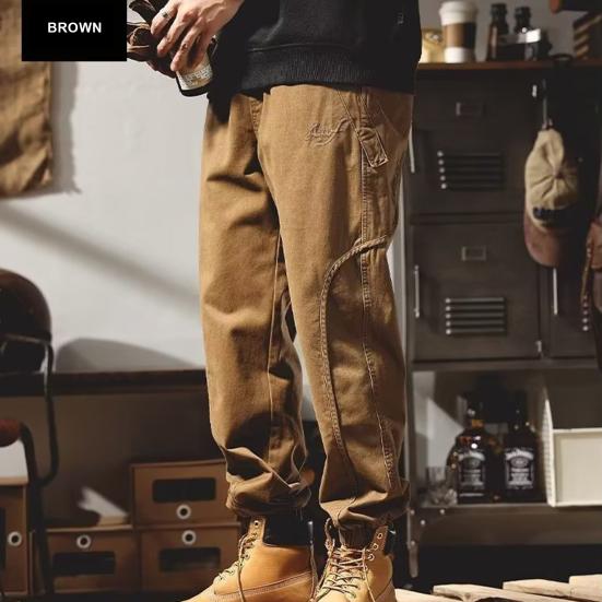 Men Harem Pants Thin Solid Color Elastic Waist Pockets Ankle-banded Drawstring Deep Crotch Wear-resistant Soft Breathable Men Cargo Pants Long