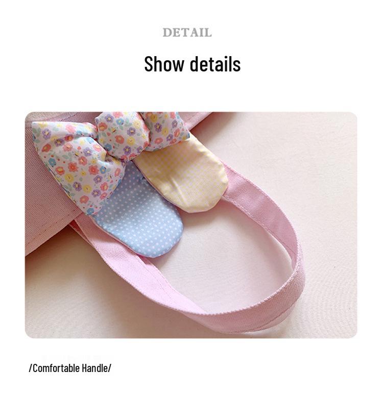 Милая холщовая сумка-тоут для ланча с кроличьими ушками и цветочной мелодией