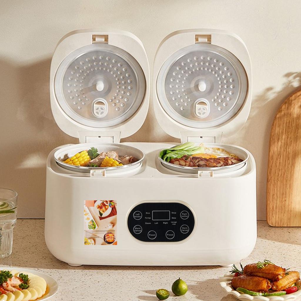 Двойная мультиварка-рисоварка с откидной крышкой, функцией таймера, съемной многофункциональной кастрюлей для приготовления пищи, сервировочная для шведского стола для кухонной вечеринки