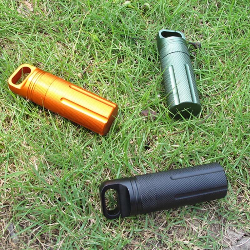 Водонепроницаемая коробка для таблеток из алюминиевого сплава, чехол для хранения на открытом воздухе, для кемпинга, пешего туризма, охоты, многофункциональная герметичная капсула, аптечка