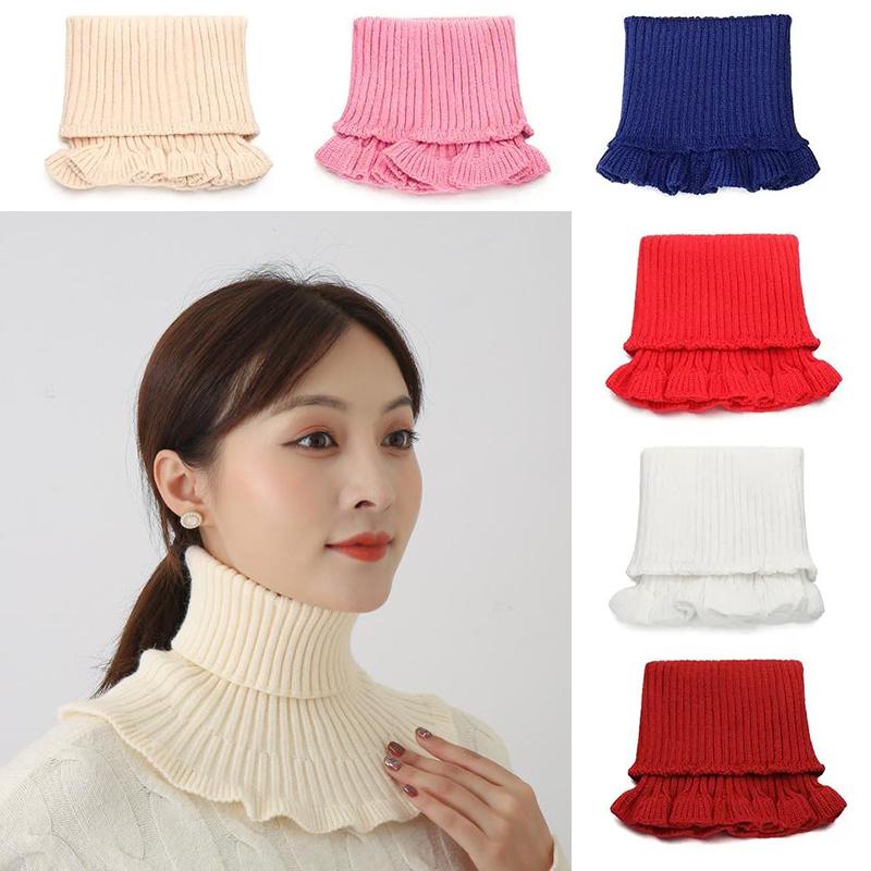 Women Warm Windproof Winter Knitted Fake Collar Turtleneck Knitted False Fake Collar