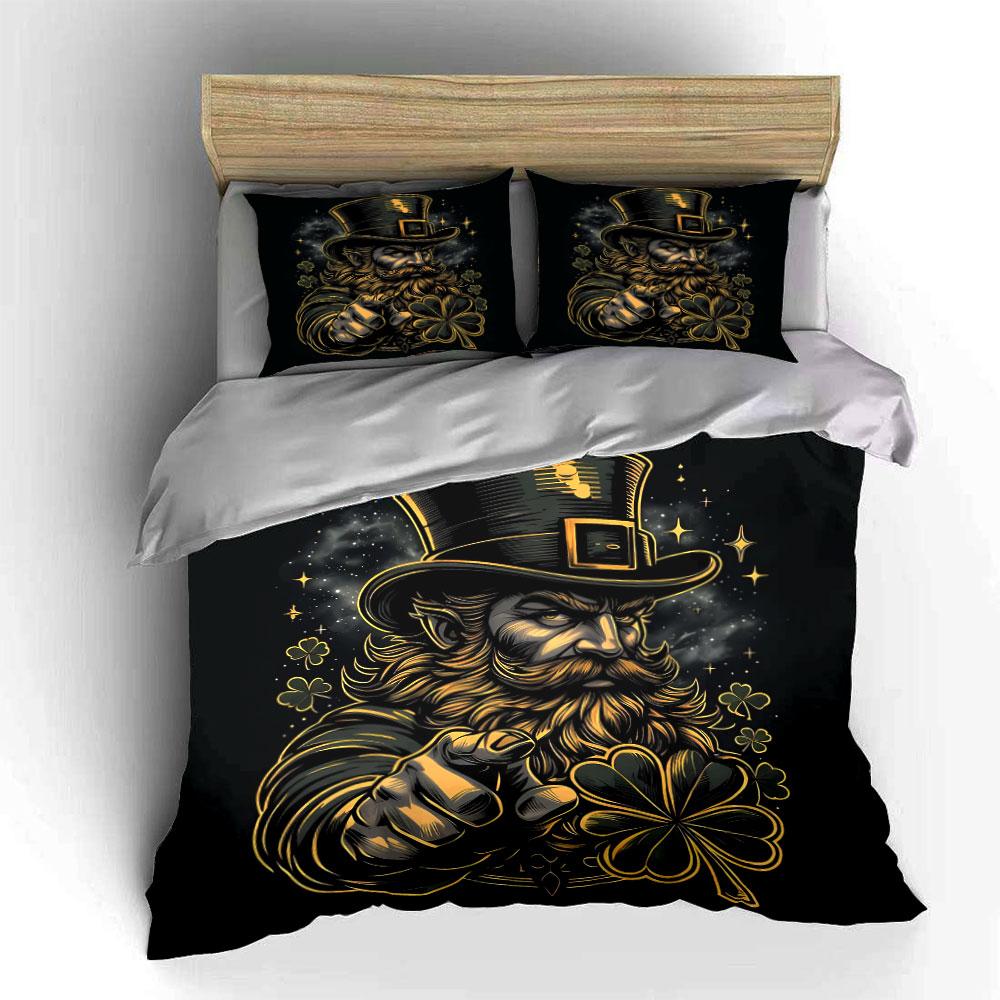 "Lucky Clover Decor Set" Bedding Set with 1 Duvet Cover 2 Pillowcases Single Double King Queen, Gift