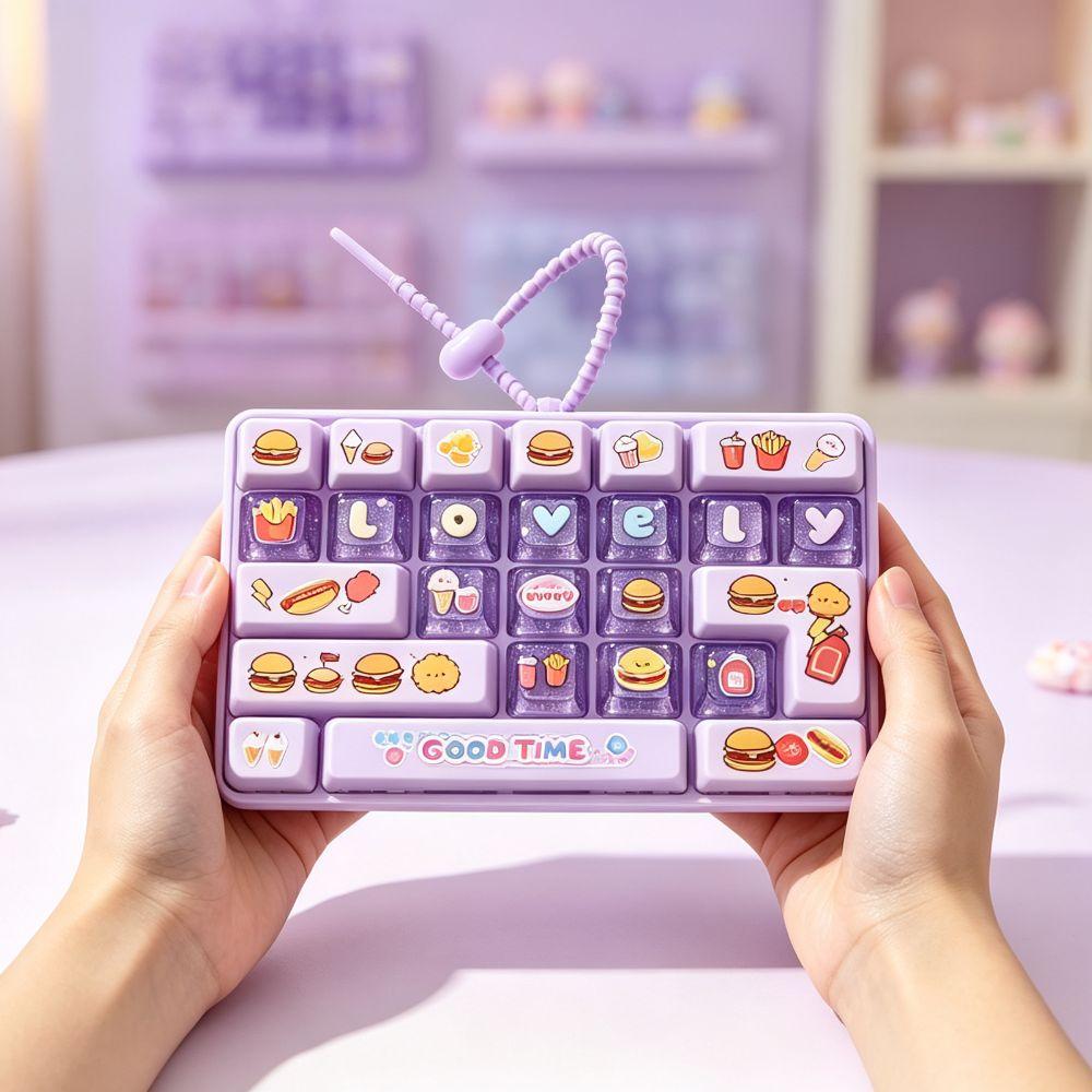 Transparent Dual-Tone Mini Keyboard Pendant Cute Design Keyboard Keychain Desktop Decoration