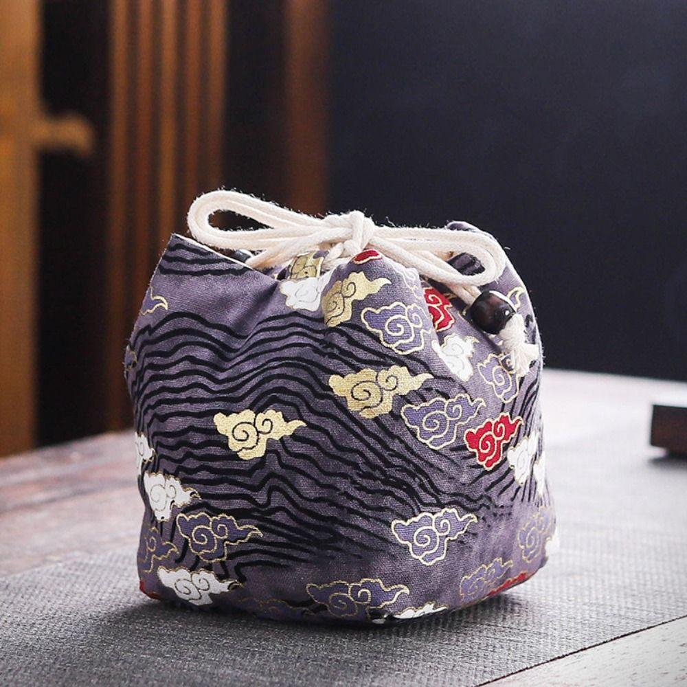 Cloud Chinese Style Handbag Dragon Square Flower Wrist Bag Sweet Tea Set Storage Bag  Shopping