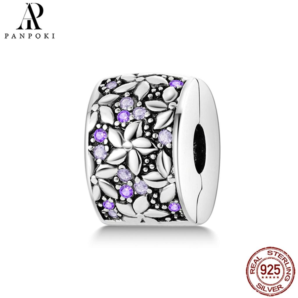 PANPOKI SS925 Sterling Silver Fixed Clip Stopper Beads Fit Bracelets Necklace NEW Luxury Women Gift DIY Jewelry Making
