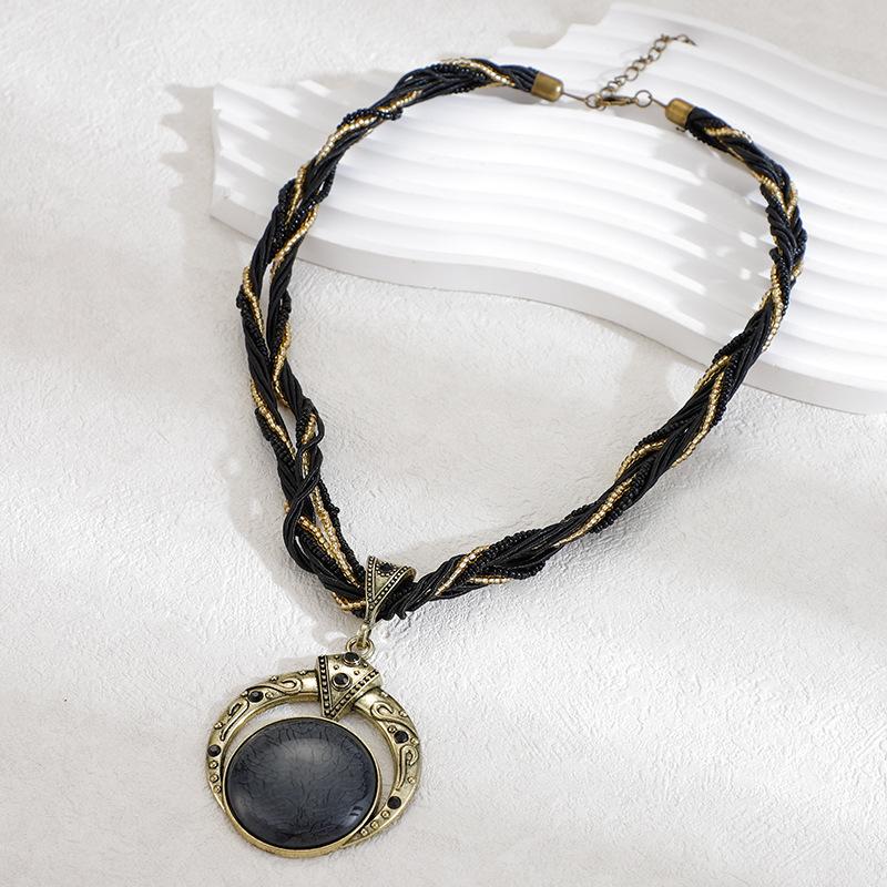 Плетеное ожерелье ручной работы Богемное винтажное ожерелье с подвеской Повседневные унисекс аксессуары для шеи