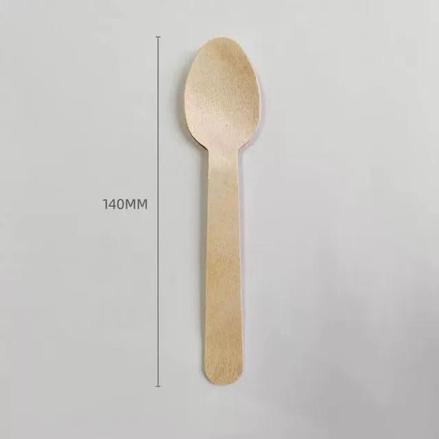 100pcs Disposable Wooden Spoon Knife Forks Biodegradable EcoFriendly Tableware Western Dessert Ice Cream Scoop for Party Picnic