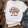 (Asian Size) Women Print Sloth Cartoon Cute 90s Tee Top Fashion T Shirt Woman Female T Clothing Short Sleeve Graphic T-shirts