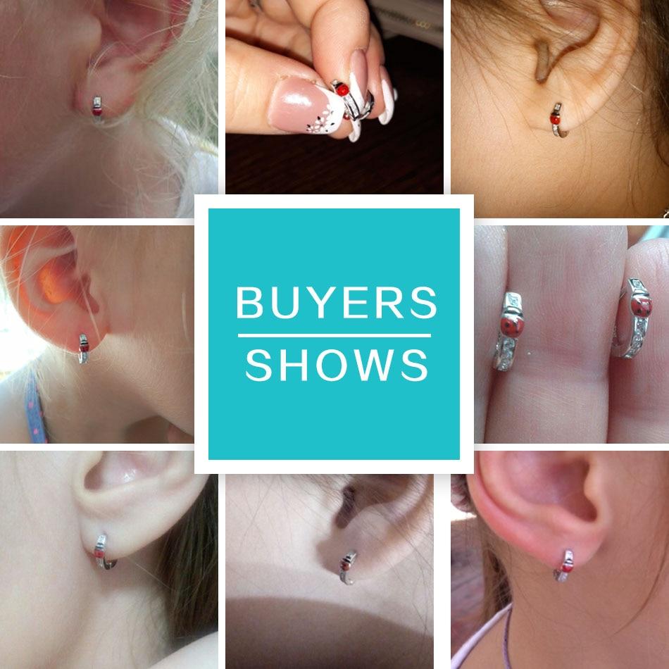 Милые серьги-кольца из стерлингового серебра 925 пробы с животными, серьги-кольца с красной эмалью для детей, модные ювелирные изделия, подарок