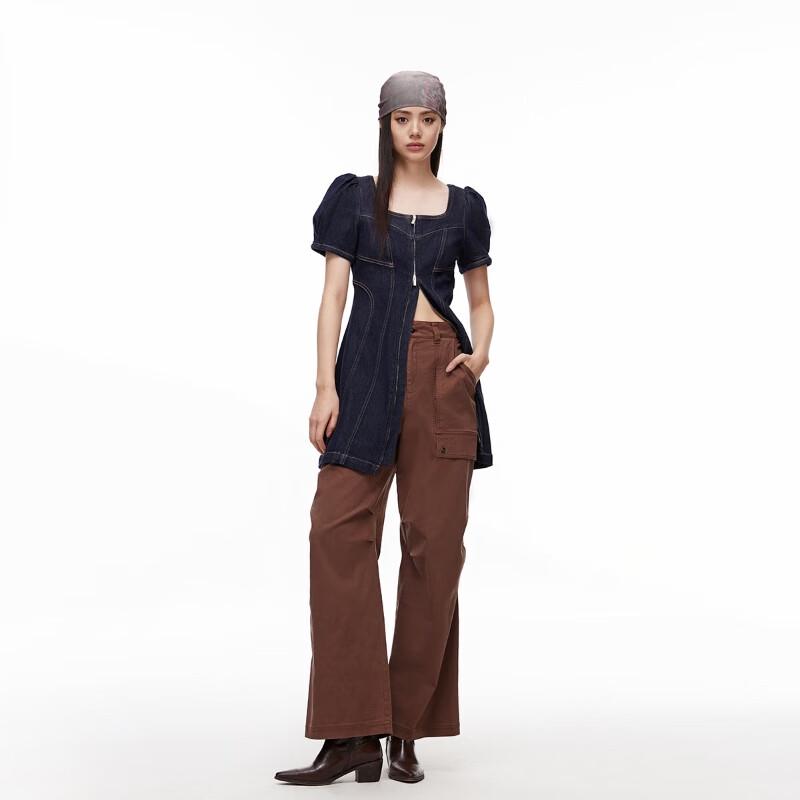 Only Летнее джинсовое мини-платье А-силуэта с пышными рукавами, 2024