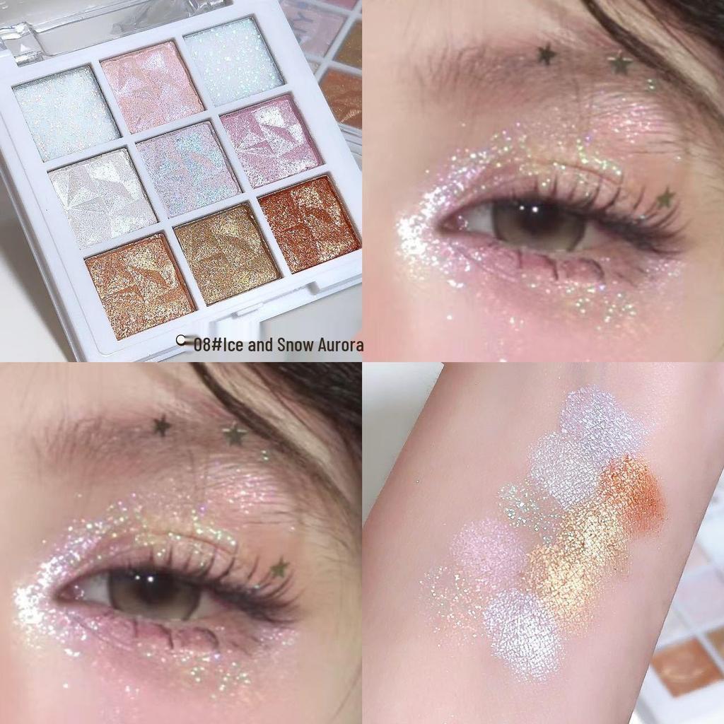 Helen Lady Multi-Use Nine-Color Eyeshadow Palette: Matte, Shimmer & Fine Glitter for Contouring and Makeup