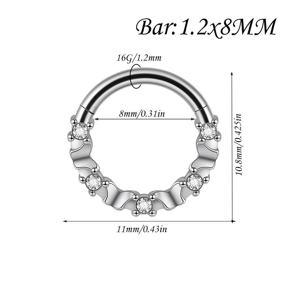 1PC Stainless Steel Septum Clicker Ring Heart Zircon Daith Piercing Ring Nose Piercing