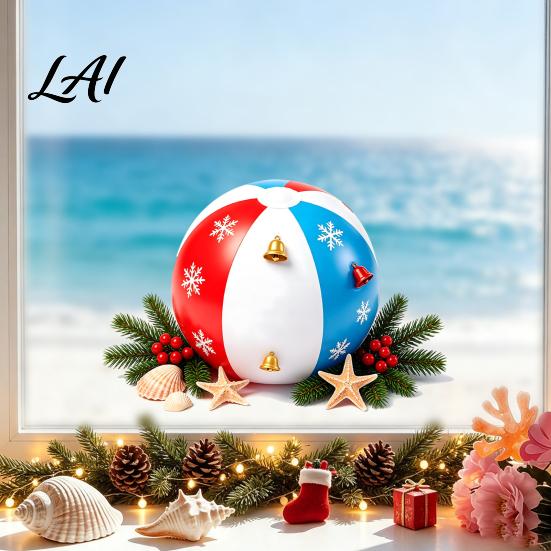 DIY Festive Window Murals Tropical Christmas Static Stickers for Glass Doors And Windows Waterproof PVC Versatile Party Supplies Seaside Holiday