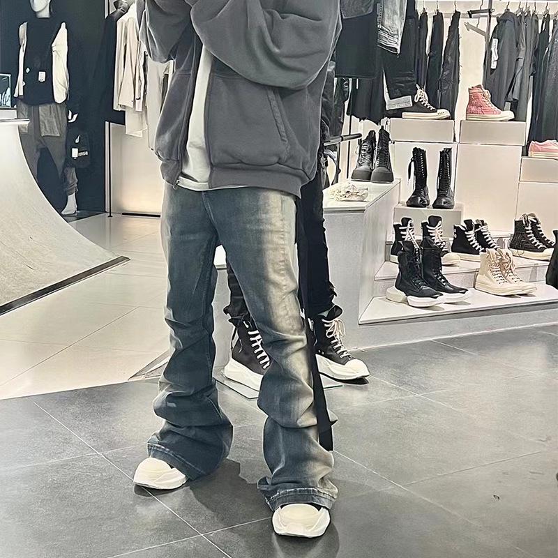 Джинсы RO Washed Gradient Blue High Elastic Slim Flared - унисекс, модная повседневная одежда