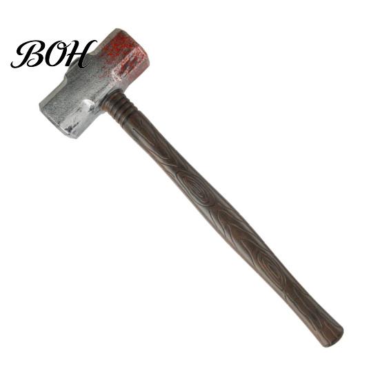 Detailed Costume Hammer Plastic Fake Prop, Lightweight Sledge for Halloween Stage Performance Prop Accessory, Spooky Faux Blood Weapon Cosplay, Scary