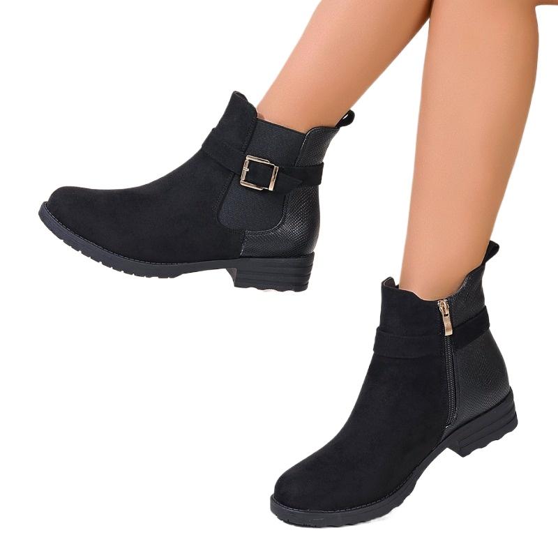 2024 Горячая Распродажа Туфли для женщин Молния Женские сапоги Зимние Круглые Носки Твердые Короткие Ботинки На Низком Каблуке Zapatos De Mujer