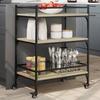 VidaXL Kitchen Trolley, Shelf with Wheels, Service Cart, Indoor Living Room Bathroom Storage Furniture, Oak 842397
