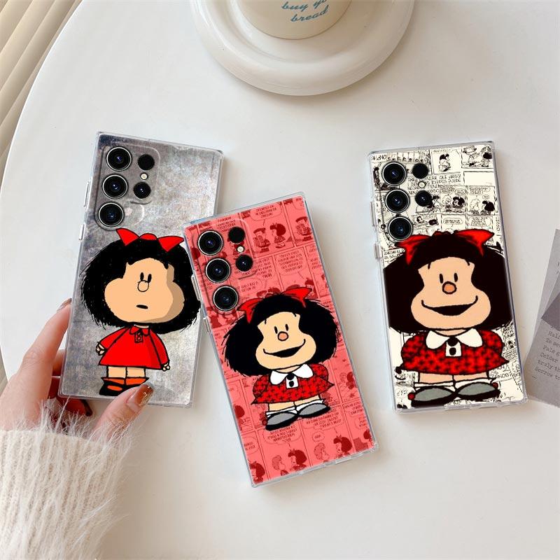 Mafalda Cartoon Girl Transparent Case For Samsung Galaxy S26 S25 Ultra S24 S22 S26 Plus S20 S23 S21 S25 FE 5G Clear Back Cover
