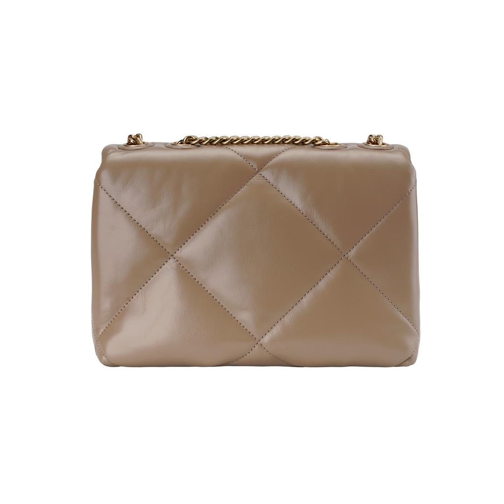 Tory Burch Kira Double T Металлические Акценты Ромбовидная Стежка Наппа Кожаная Ручная Сумка Через Плечо Маленькая Женская Сумка Серо-Коричневый Дуб 154706-250