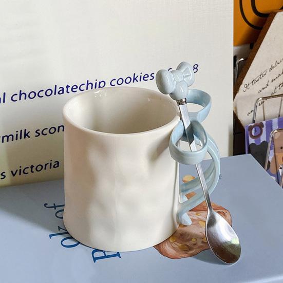 Керамическая кофейная кружка, элегантная чайная чашка для женщин, праздничная кружка с бантом и ручкой из ленты, кружка для горячих и холодных напитков, подарки на день рождения Святого Валентина