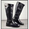 Mens Luxury Fashion High Motorcycle Boots Black Stylish Original Leather Shoes Stage Nightclub Dress Knight Boot Cool Long Botas