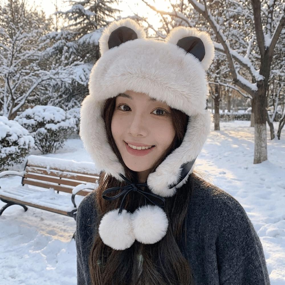 Windproof Trapper Hat Bear Ear Cycling Lei Feng Hat Fashion Winter Pilot Hat Outdoor