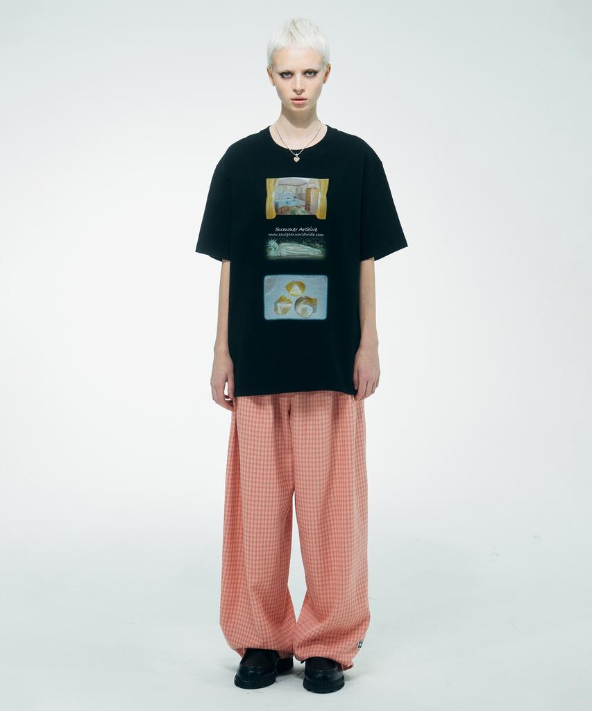 SCULPTOR Check Pin Tuck Pants Pink