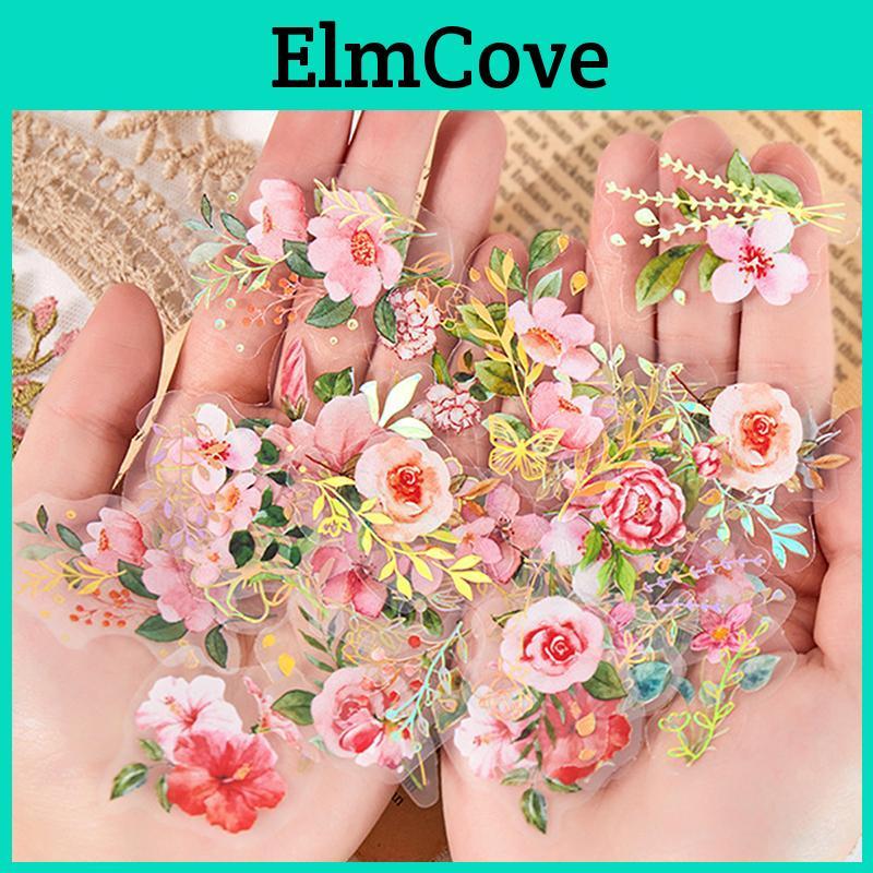 Flower Stickers Plant Aesthetic Handmade Diy Material Decorative Stationery Sticker