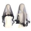 Dark Veil Lace Veils Mantilla Head Covering Wedding Hair Accessories Black Wedding Veil Headscarf Lace Black Veil