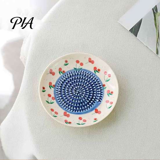 Safe Grinding Disc Ceramic Garlic Grater Plate, Fruit Print Ginger Cheese Manual Grinder, Food Prep Dish Multi-function Kitchen Mincer for Onion,