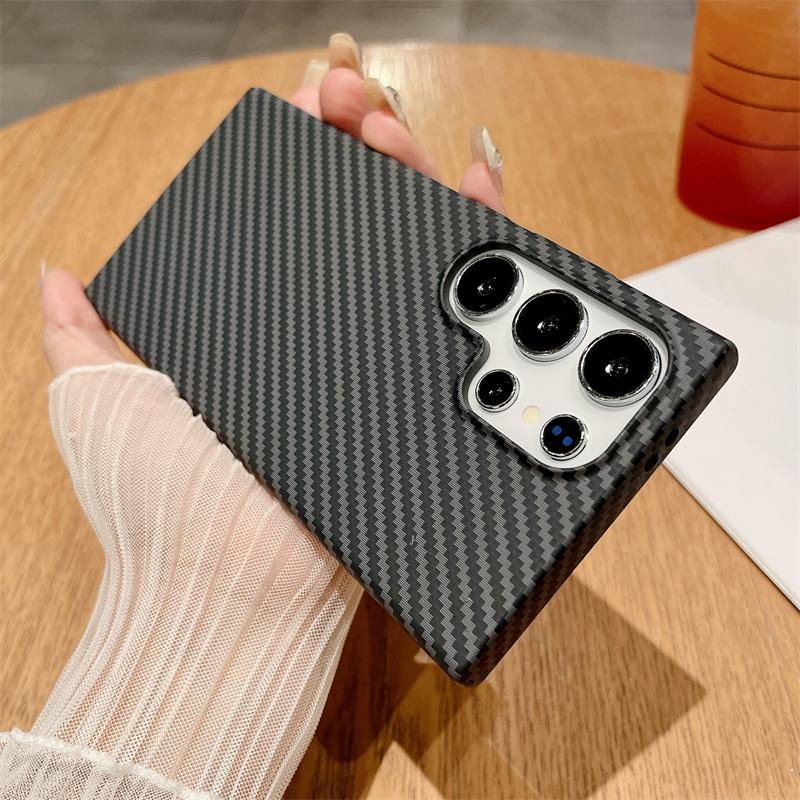 Ultra Thin Carbon Fiber Texture Magnetic For Magsafe Case For Samsung S25 S24 S23 S22 Note 20 Ultra 10 Plus Hard PC Matte Cover