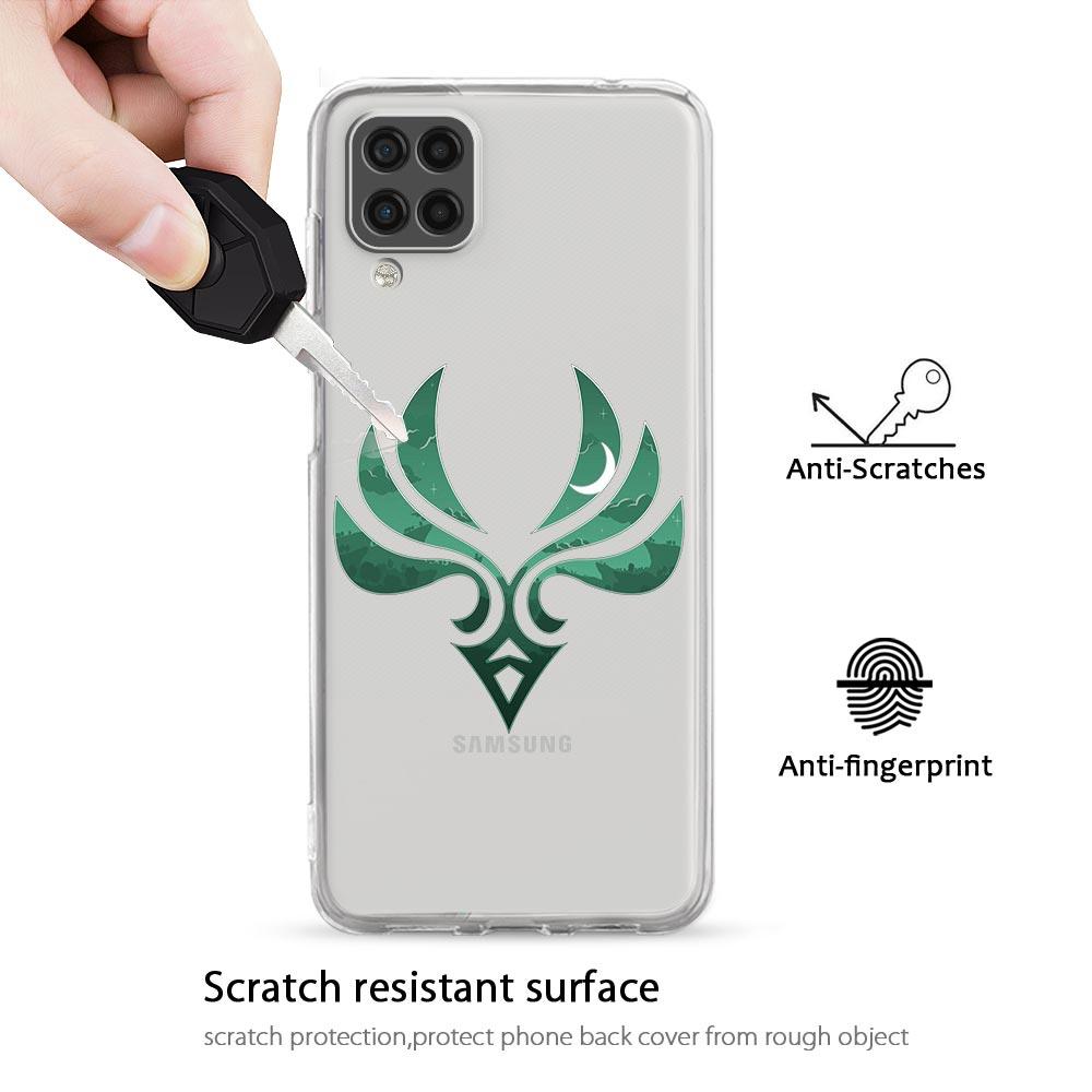Милый чехол для телефона с логотипом Genshin Impact для Samsung A51 A71 A21S A12 A11 A31 A41 A01 A03S A13 A33 A73 A53 A52 A32 5G A23 Прозрачная крышка
