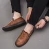 Мужская кожаная обувь весна-лето новая мягкая подошва One-foot Kick Shoes дышащая мужская обувь удобная повседневная обувь