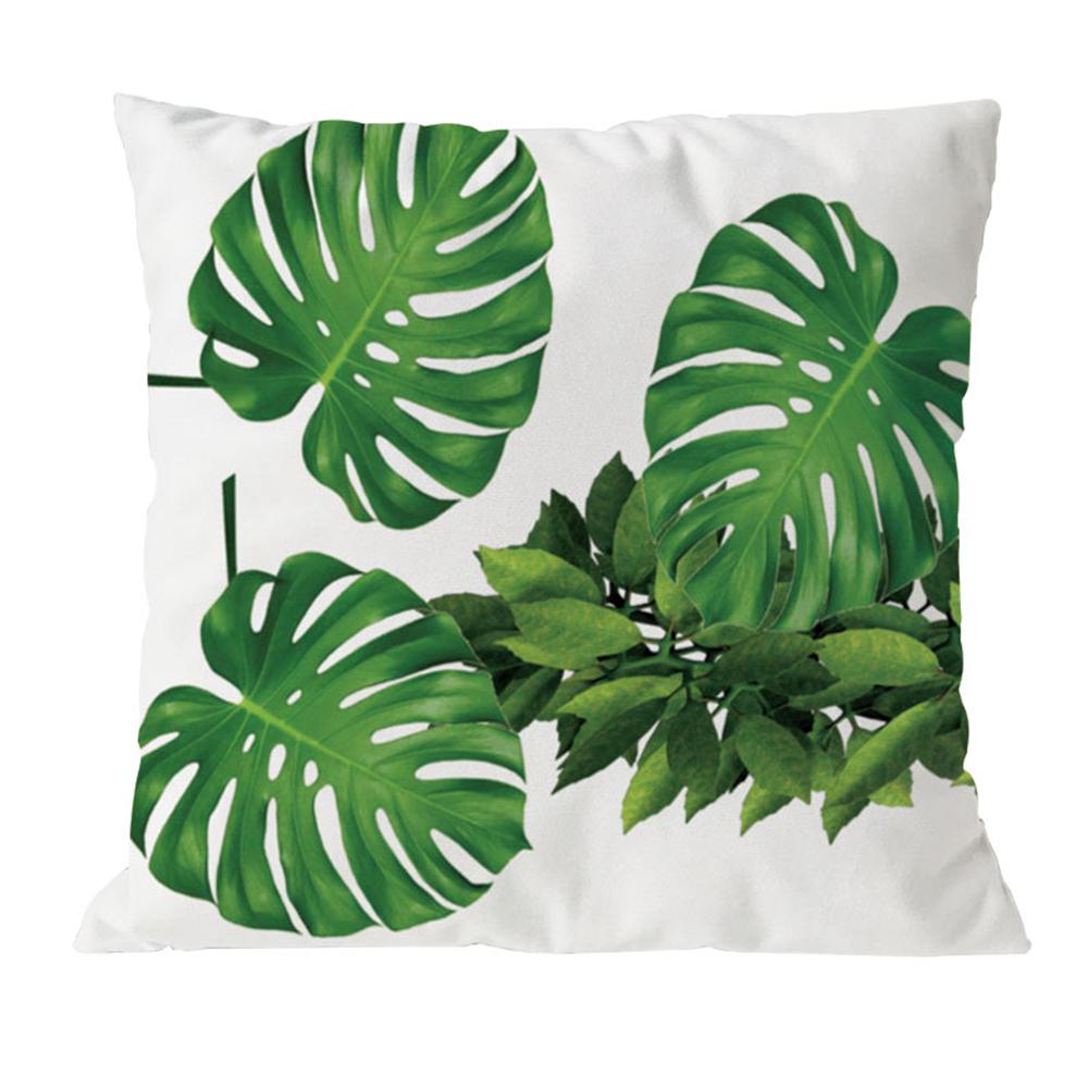 Good-4Pcs Plant Cushion Cover Tropic Tree Green Throw Pillow Cover Palm Leaf Decorative Pillows Flower Cushion Cover 45X45cm
