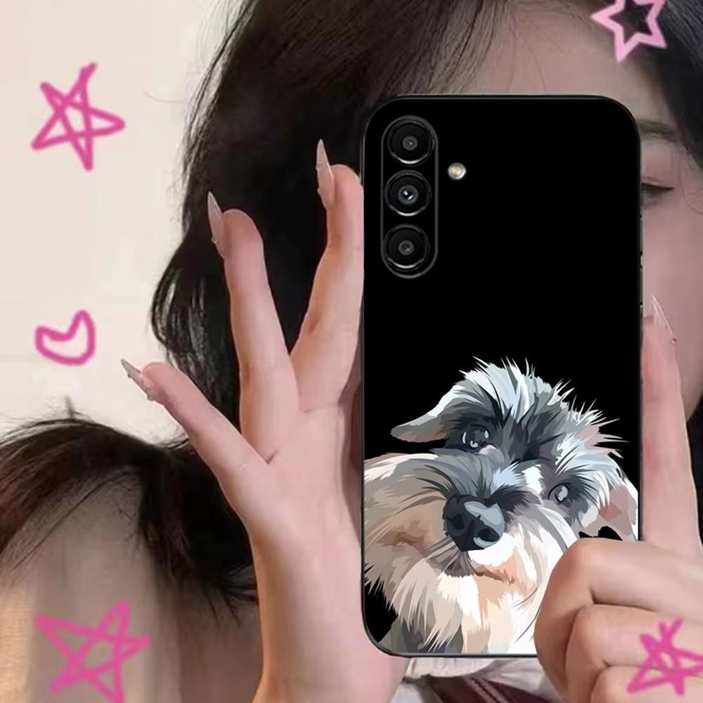 Мультяшная собака Шнауцер Милый Чехол для Телефона Для Samsung S24,S21,S22,S23,S30,Ultra,S20,Plus,Fe,Lite,Note,10,9,5G Черный Мягкий Чехол