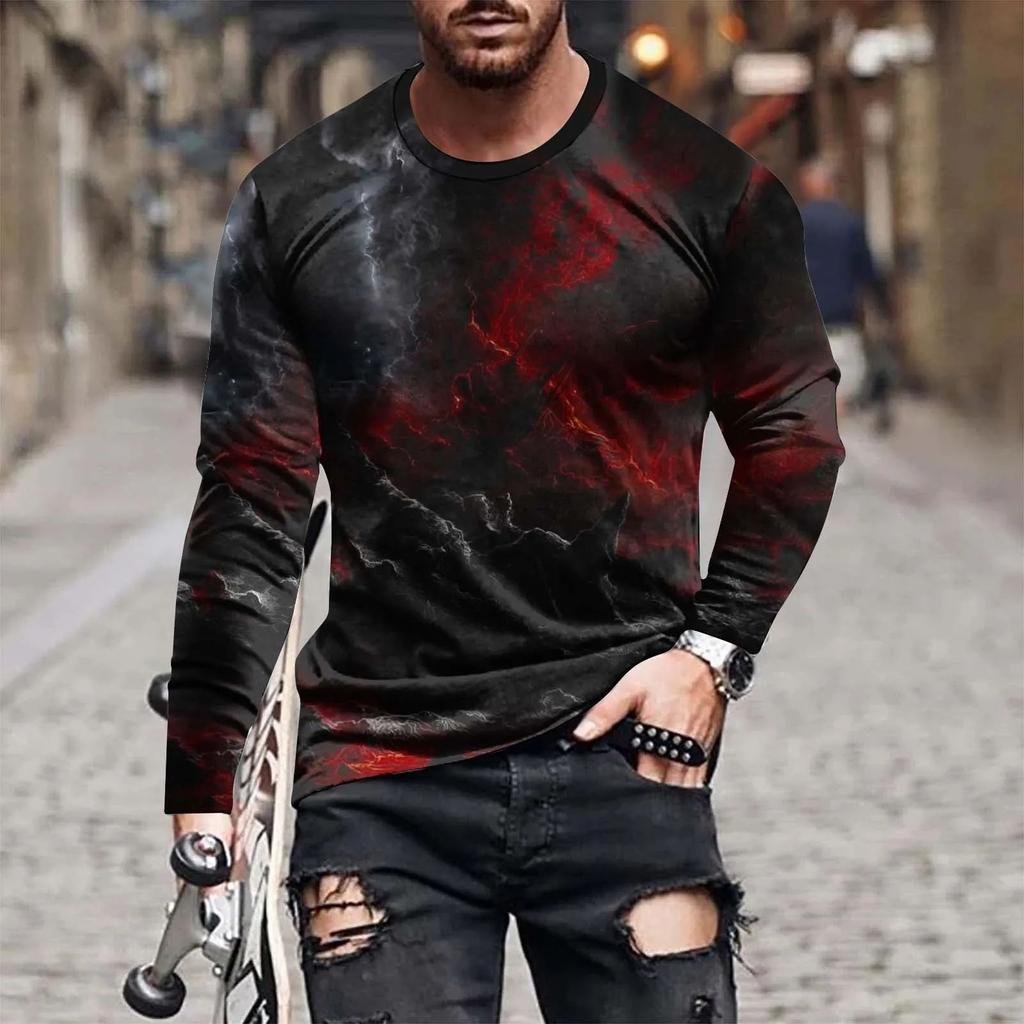Футболка с длинным рукавом Fashion Street Personality Man Spiderweb Halloween Hd 3D Printed Plus Size Loose Comfortable Jumper