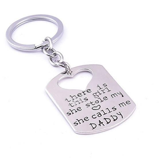 Daddy and Girl Love Heart Letters Pendant Necklace Keyring Set Key Chain Jewelry