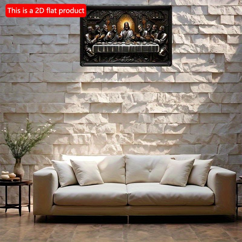 2d Плоский 30*20см, Деревянный Настенный Знак "Тайная Вечеря", Элегантный Черный Деревянный Декор с Религиозной Сценой, Деревянный Материал, для Дома, Кухни, Спальни, Бара.