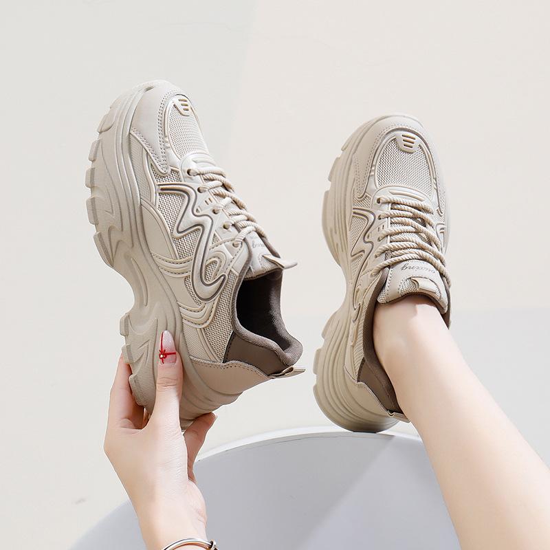 Ins Korean Version Mesh Dad Shoes Women's 2025 Spring New Breathable Female Student Sports Shoes Heightening Casual Shoes Q78