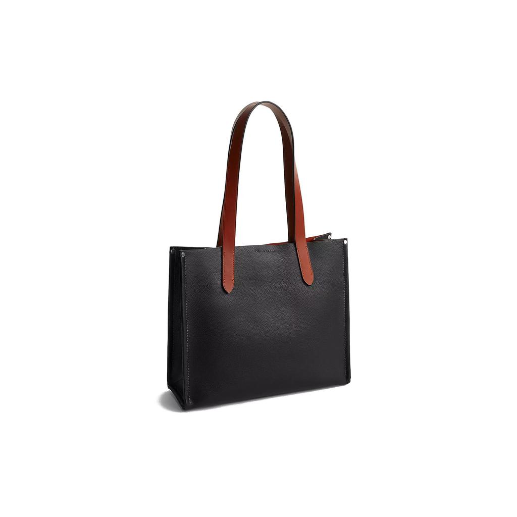 Coach Cosmic 34 Cartoon Robot Pattern Print Pebble Texture Magnetic Snap Canvas With Leather Tote Bag Shopping Bag Shoulder Handbag Large CN602-BLC