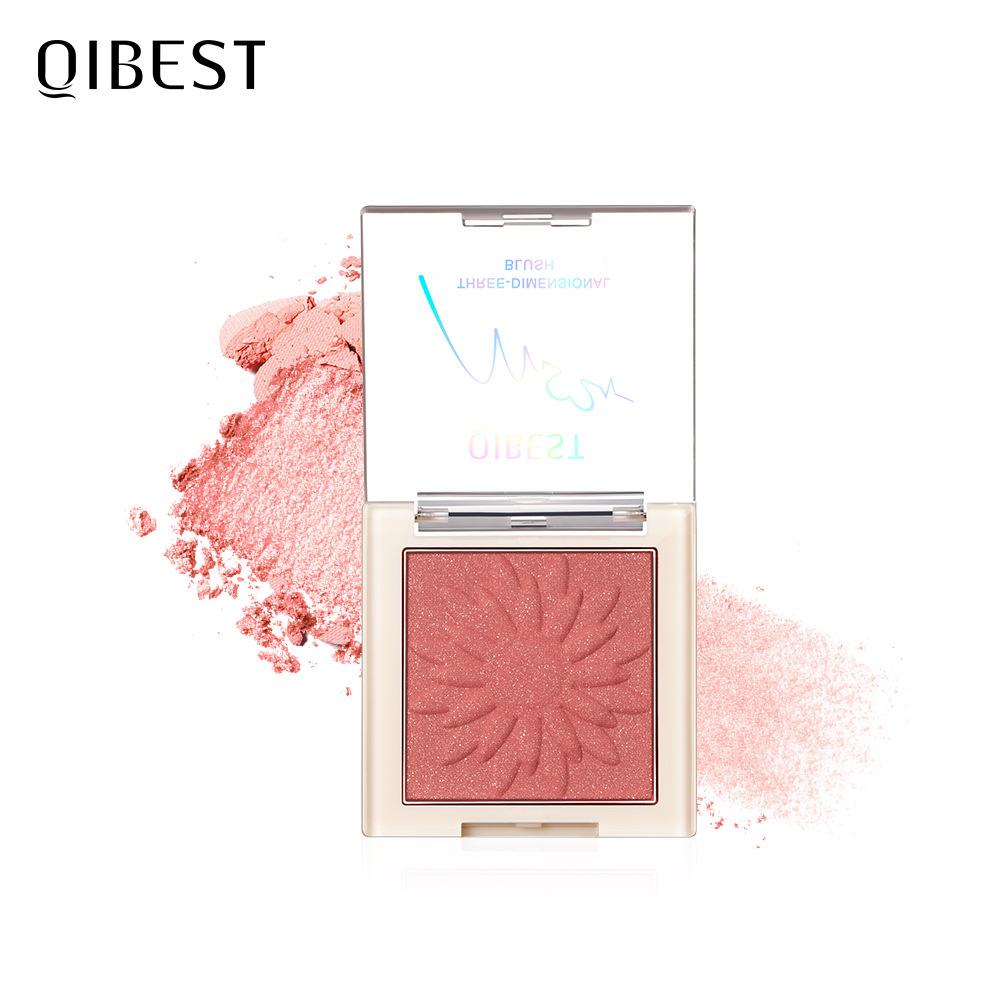 QIBEST Blush Powder Natural Repairing Rouge Powder Is Not Easy To Take Off Makeup Matte Pearlescent Blush Powder
